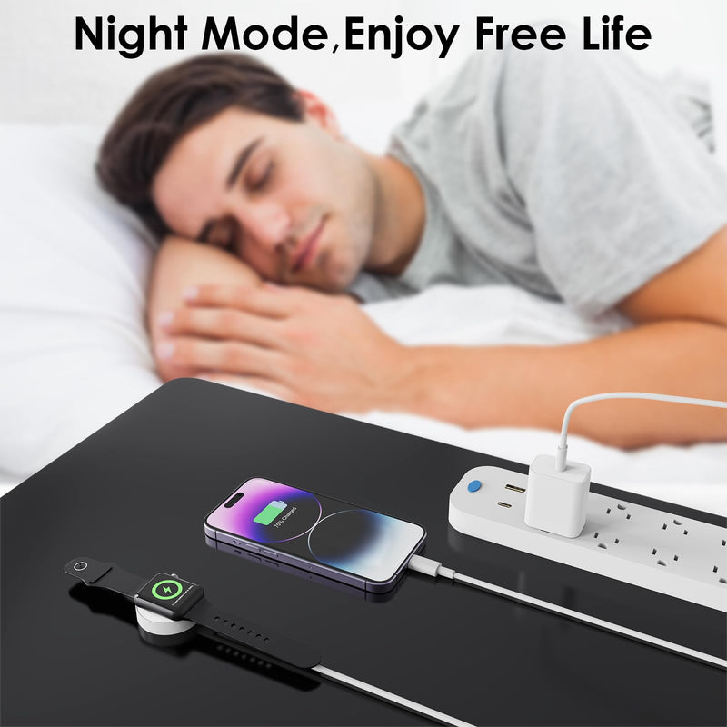 【White and Black】 Apple Watch iWatch Charger Travel Essentials Fast Charging Compatible with iWatch and iPhone