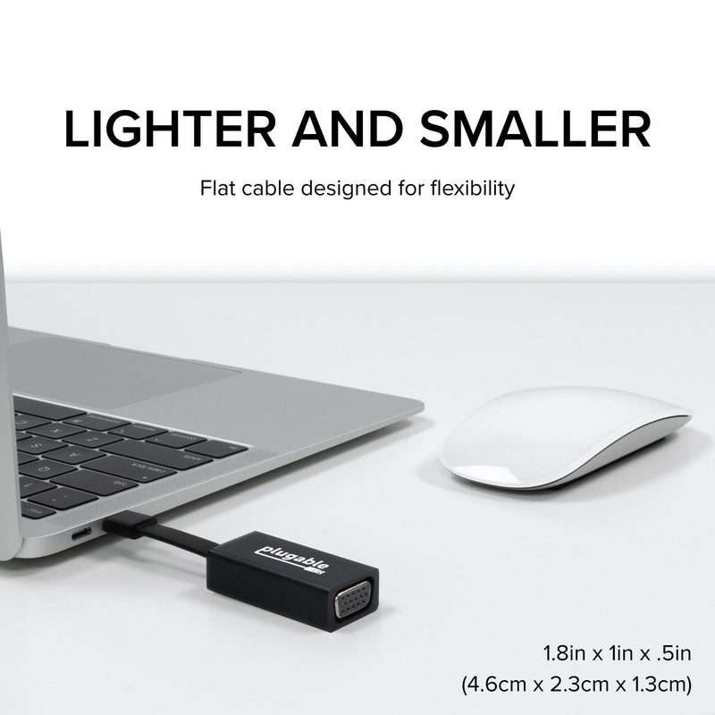 Plugable USB C to VGA Adapter, Thunderbolt 3 to VGA Adapter Compatible with MacBook Pro, Windows, Chromebooks, 2018 iPad Pro, Dell XPS, and More (Supports Resolutions up to 1920x1200 @ 60Hz)