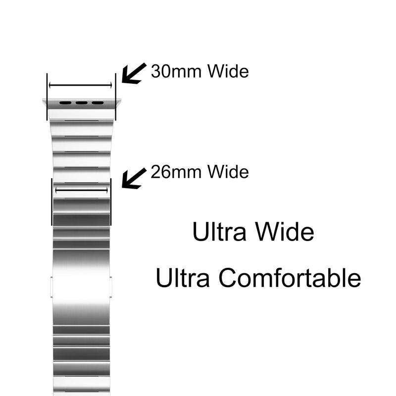 LDFAS 26mm Wide Band Compatible for Apple Watch Ultra 3/2 Band 49mm,Titanium Metal Strap for iWatch Band Hidden Buckle Compatible for Apple Watch Series 10/9/8 46/45/44mm Band, Silver