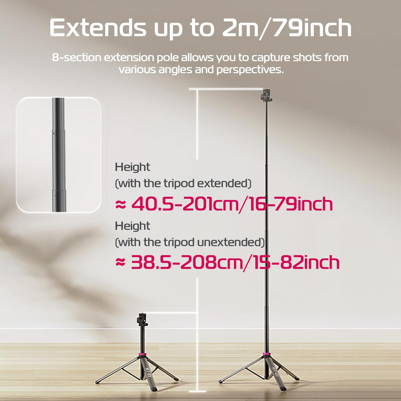 ULANZI MT-89 Extendable Tripod Aluminum, 82" Portable Adjustable Light Stand with 1/4" Screw Quick Release, Camera Phone Tripod for Camera Video Light Smartphone, Lightweight for Travel,Up Load 2.2LBS 82 inch-Original Version
