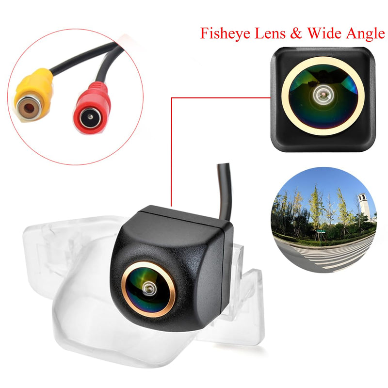 AHD1080P Car Reverse Camera for Honda CRV CR-V Odyssey Crosstour Insight Jazz Fit Hatchback, License Plate Light Replacement, Fisheye Golden Backup Cam, Night Vision, 170° Wide Angle, IP69