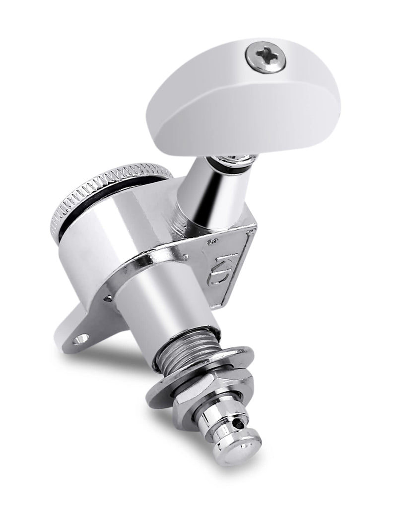 Metallor Locking Guitar String Tuning Pegs Tuning Keys Machine Heads Tuners 1:18 Gear Ratio 6 In Line for Right Handed Electric Guitar or Acoustic Guitar Parts Accessories Half Round Head Chrome.