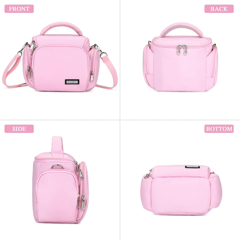 G-raphy Camera Bag SLR DSLR Mirrorless Pink Camera Case Compact Camera Shoulder Bag with Removable Strap Waterproof for Women and Men