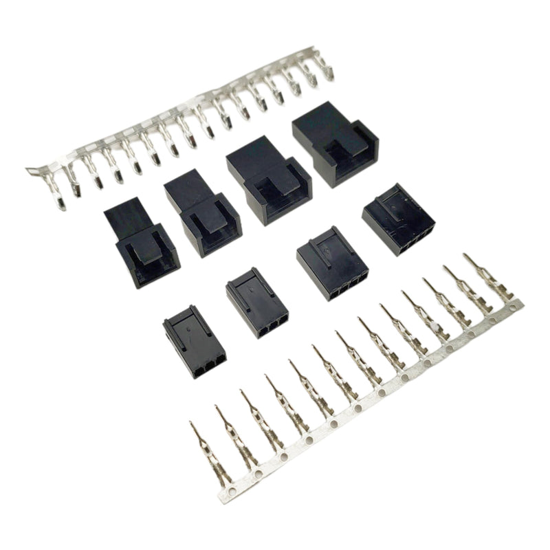 200PCS PWM Plastic Shell Computer Case Cooling Fan Male Female Plug Interface 3-Pin/4-Pin PC Fan Connector Kit