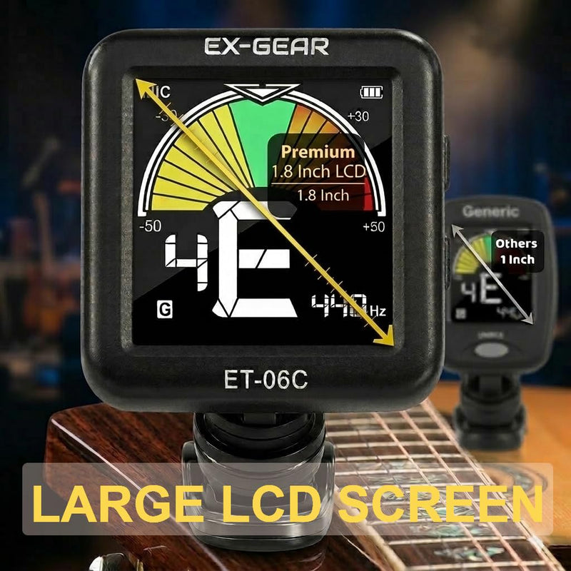 [AUSTRALIA] - EX-GEAR Professional Guitar Tuner Clip On, Quick & Accurate Tuning with Large LCD Screen, 360° Rotatable Rechargeable Acoustic Guitar Electric Guitar Bass Ukulele & Chromatic Tuner 