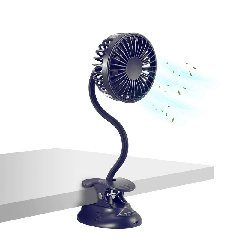 Clip on Fan Usb Fan mini Fan Battery Operated Desk Fan with Emergency Power Bank, USB Clip Fan Rechargeable Personal Fan Flexible Neck 3 Speeds Great for Beach Car Camping Dorm Bed Office