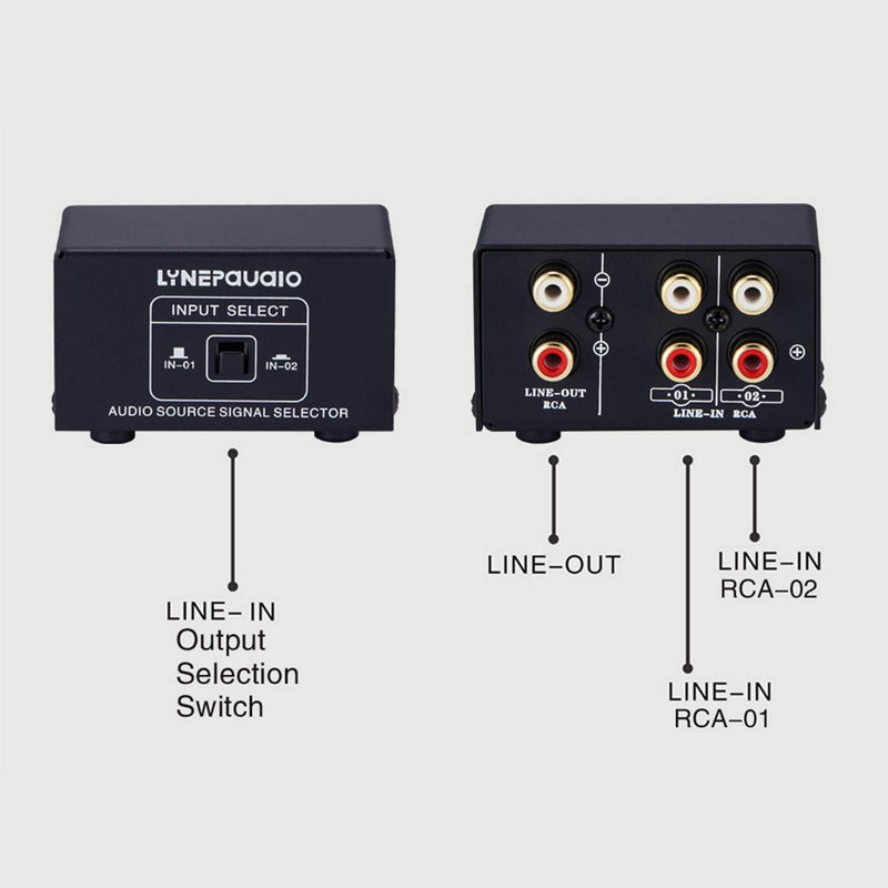 RCA Switch Audio Switcher RCA 2 in 1 Out / 1 in 2 Out A/B Switch Stereo Audio Splitter Box with No Distortion RCA Jack for Switching Between Computer Speakers and Headphones,LYNEPAUAIO