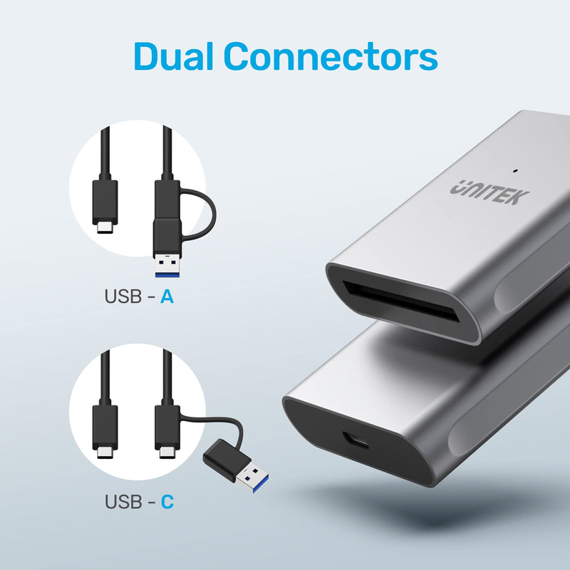 CFast Card Reader, Unitek USB 3.0 USB C CFast 2.0 Card Reader, Portable Aluminum CFast Memory Card Adapter Thunderbolt 3 Port Connection Supported, Compatible for SanDisk, Lexar, Transcend, Sony Card Grey