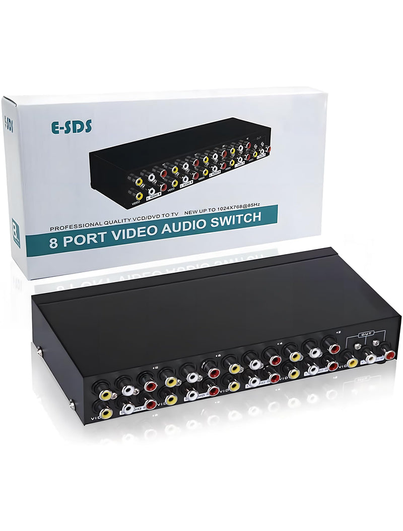 [AUSTRALIA] - E-SDS 8-Way RCA Switch AV Switcher 8 in 1 Out Composite Video L/R Audio Selector Box for DVD STB Game Consoles 