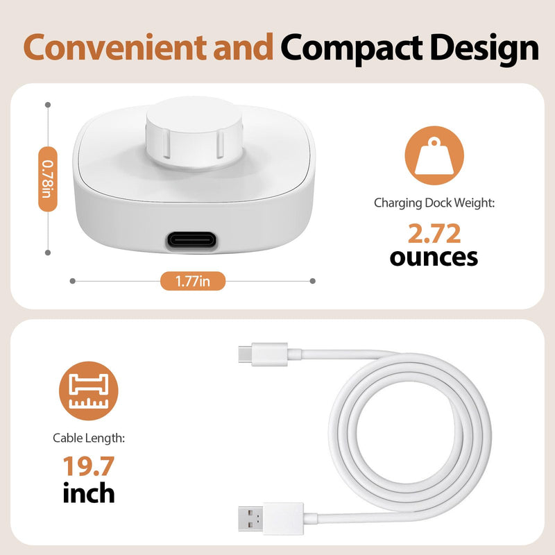 Compatible with Ring Gen 4 Size 9 Charger,Fast Charging Dock and USB-C Cable(NOT Compatible for Ring Gen 3) (White, Size 9)