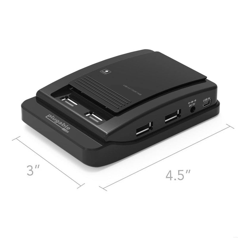 Plugable USB 2.0 7-Port High Speed Hub with 15W Power Adapter