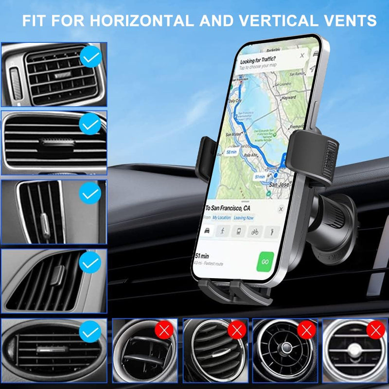 Wireless Car Charger, Auto-Clamping Air Vent Mount Car Phone Holder - 15W/10W/7.5W Fast Charging Compatible with iPhone 17/16/15/14/13/13 Pro/12 Pro Max/12 Pro/12 & Samsung Galaxy, Gift for Men Women Grey