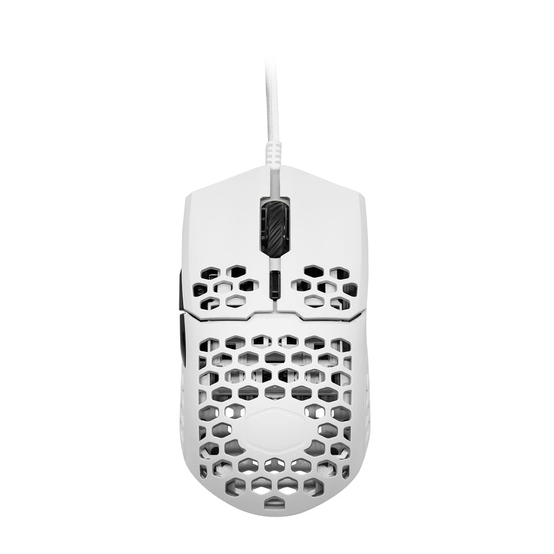 Cooler Master MM710 53G Matte White Gaming Mouse with Lightweight Honeycomb Shell, Ultralight Ultraweave Cable, Pixart 3389 16000 DPI Optical Sensor