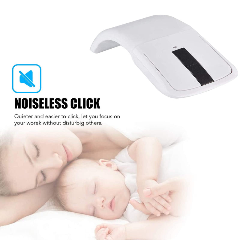 143 Wireless Mouse Folding Mouse Touch Mouse USB Mouse for Microsoft Mouse, Photoelectricity + Touch Scroll, Arc Mouse Mice with USB Receiver for PC/Laptop/MacBook/Smart TV(White)