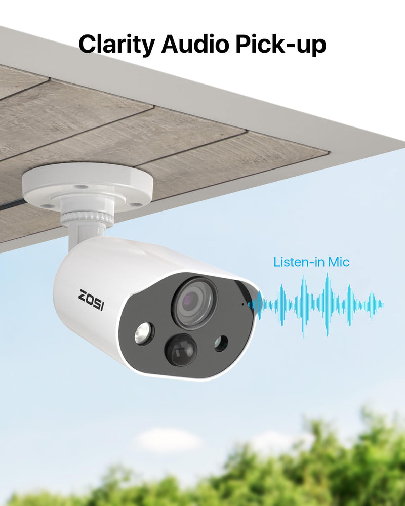 ZOSI 1080P HD-TVI Security Camera with Audio, 2MP 1920TVL Indoor Outdoor Surveillance Home Camera, Night Vision, PIR Motion Detection, IP66 Weatherproof, Only Work with ZOSI 3K Lite CCTV DVR Wired-1Cam