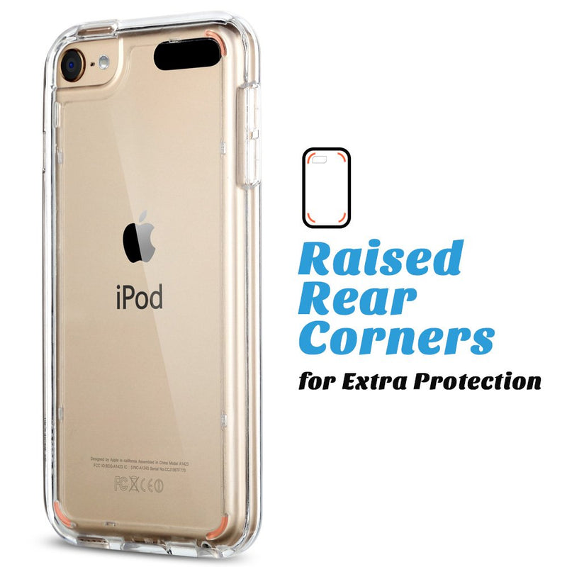 ULAK iPod Touch 7 Case, iPod Touch 6 & 5 Case, Transparent Slim Hybrid TPU Bumper/Scratch Resistant Hard PC Back, Corner Shock Absorption Case for iPod Touch 5th 6th 7th Generation, Clear