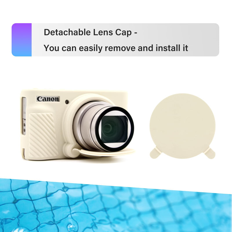 SX730 SX740 Camera Case & LCD Screen Protector Accessories Kit, Soft Silicone Case for Canon PowerShot SX740/SX730 HS Camera, Body Cover for SX740 SX730 with Lens Cap - White