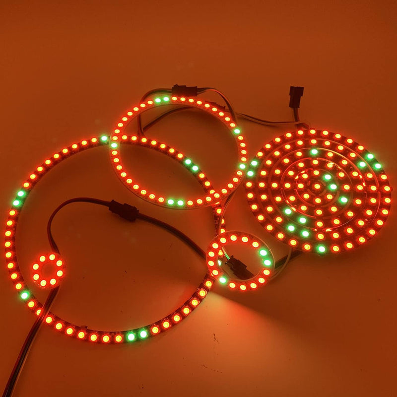 [AUSTRALIA] - WS2812B 8/16/24/35/45/60/241 LED Pixel Ring Addressable LED Module WS2812 IC RGB Full Colour Round LED Circle DC5V (60 LEDs, Black) 60 Leds 