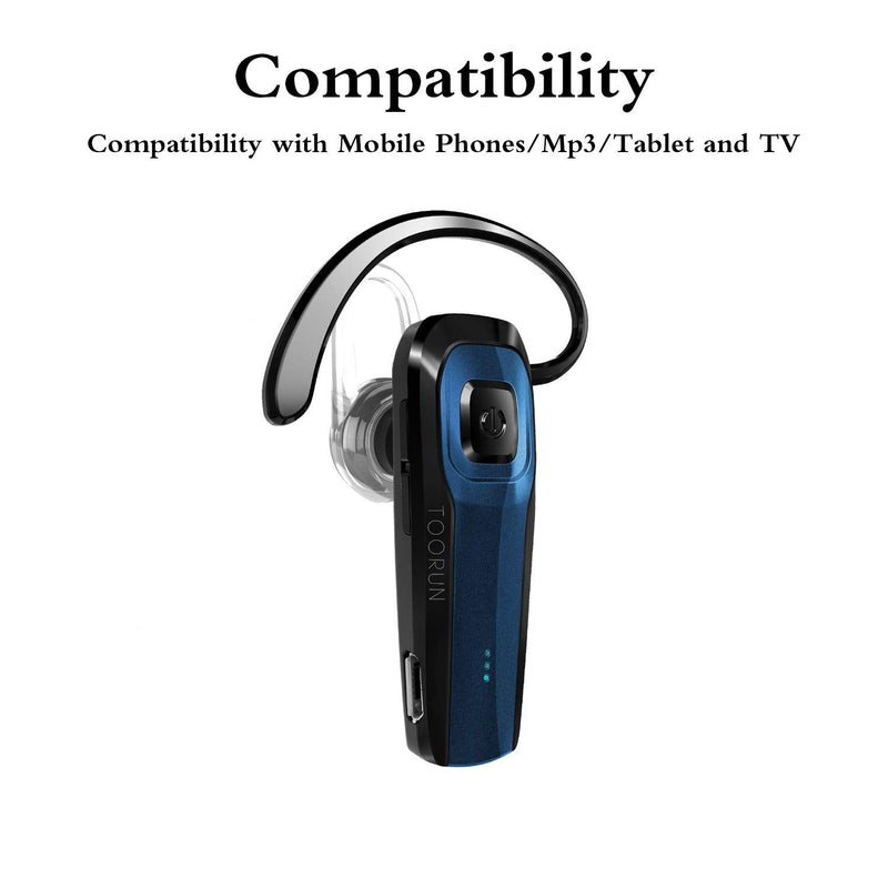 TOORUN M26 Bluetooth Headset V4.1 with Noise Cancelling Mic - Blue
