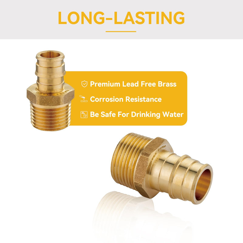 [AUSTRALIA] - 10 Pack PEX-A Fittings, 1/2"x 1/2" Expansion Male NPT Adapter, ASTM F1960 Male Threaded Adapter for A Tubing(PEX1960016) 1/2"x1/2" 10Pack 