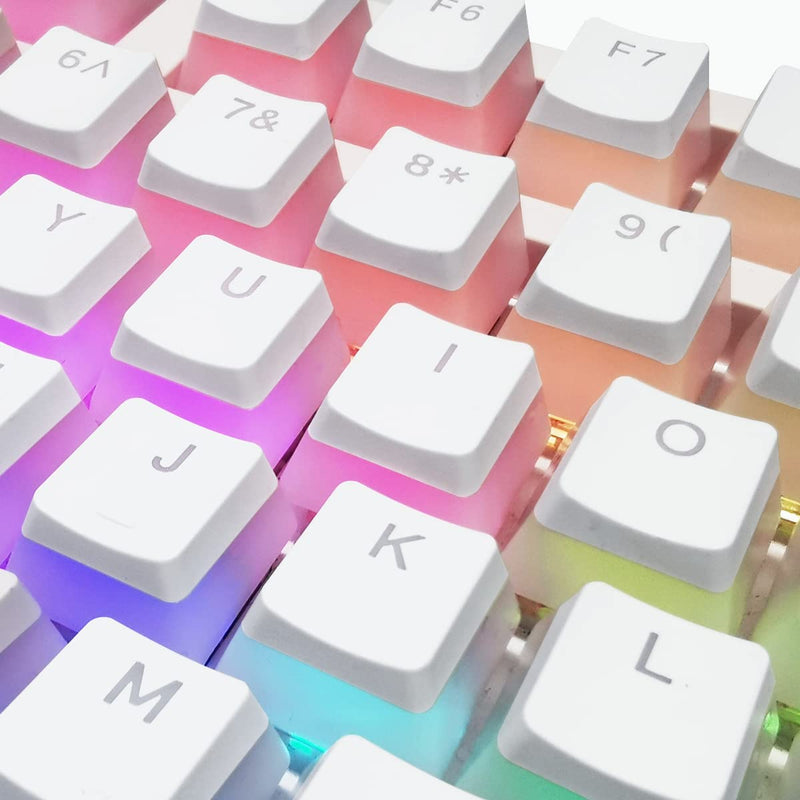 XVX Pudding Keycaps - PBT Keycaps, 141 Key+24 Keys Set Custom Keycap, OEM Profile, Universal Compatiability for 100%, 75%, 65%, 60% Keyboard (White) White