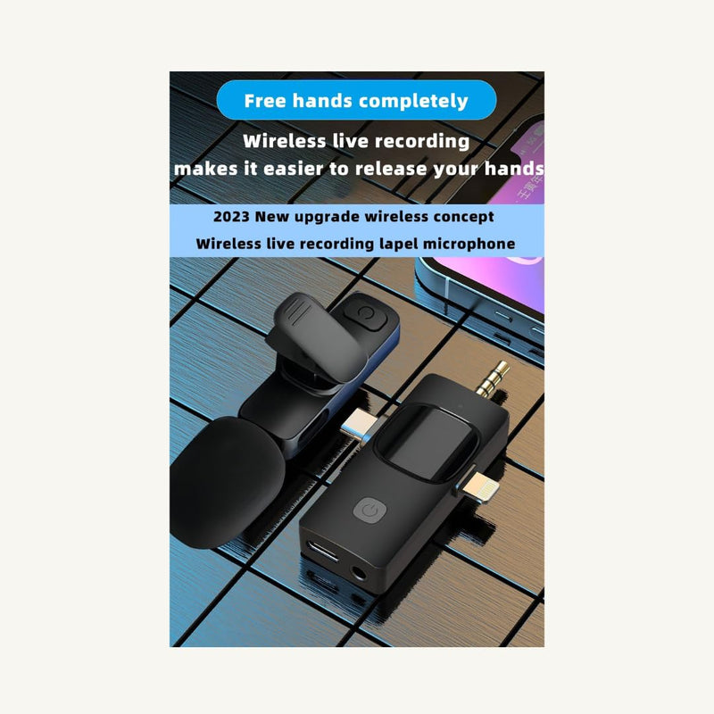 Generic K15 3 in 1 Wireless Lavalier Microphone for IPHONE/ANDROID/TABLET/Perfect for vlogging, podcasts, presentations, live performances, and professional recordings., Black