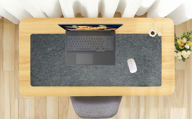 DAWNTREES Large Felt Desk Pad , 40''x16'' Full Desk Mouse Pad, Desk Pad for Keyboard ,Computer Mat for Desk ,100X40cm Felt Desk Mat for Desk Pad Protector 100x40cm Dark Grey