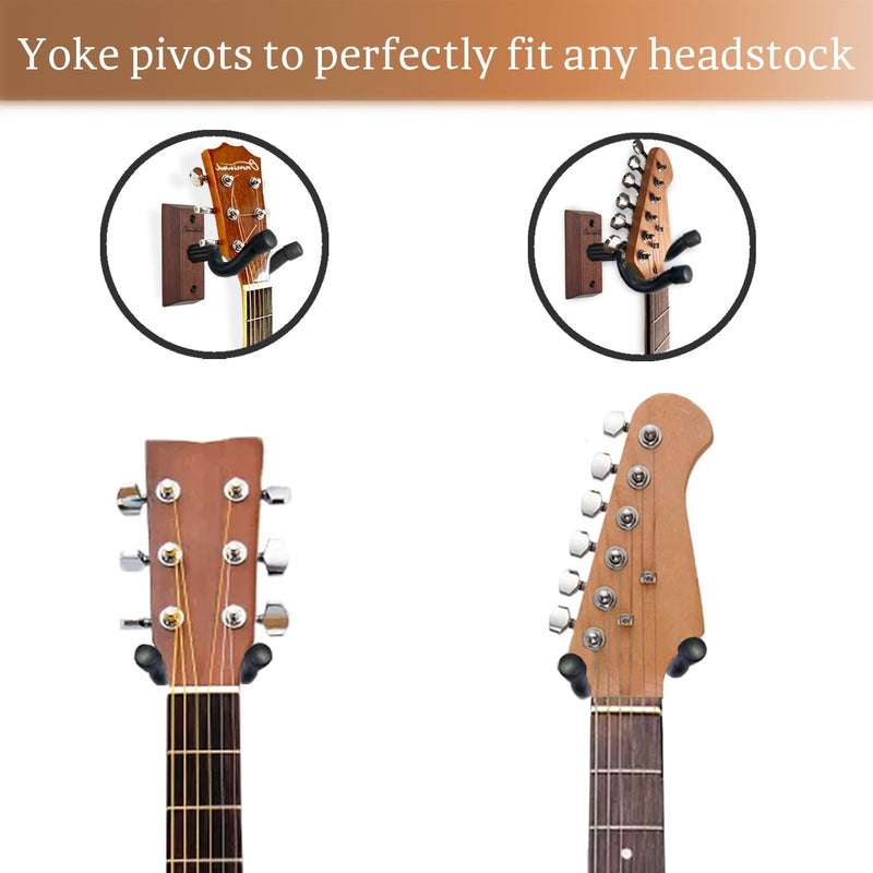 Guitar Wall Mount 3 Pack, Acacia Hardwood Guitar Hanger, U-Shaped Guitar Wall Hanger Mount, Guitar Holder Hook Stand Wall for Acoustic, Electric Guitar, Banjo, Bass, for Guitar Player Men Boy