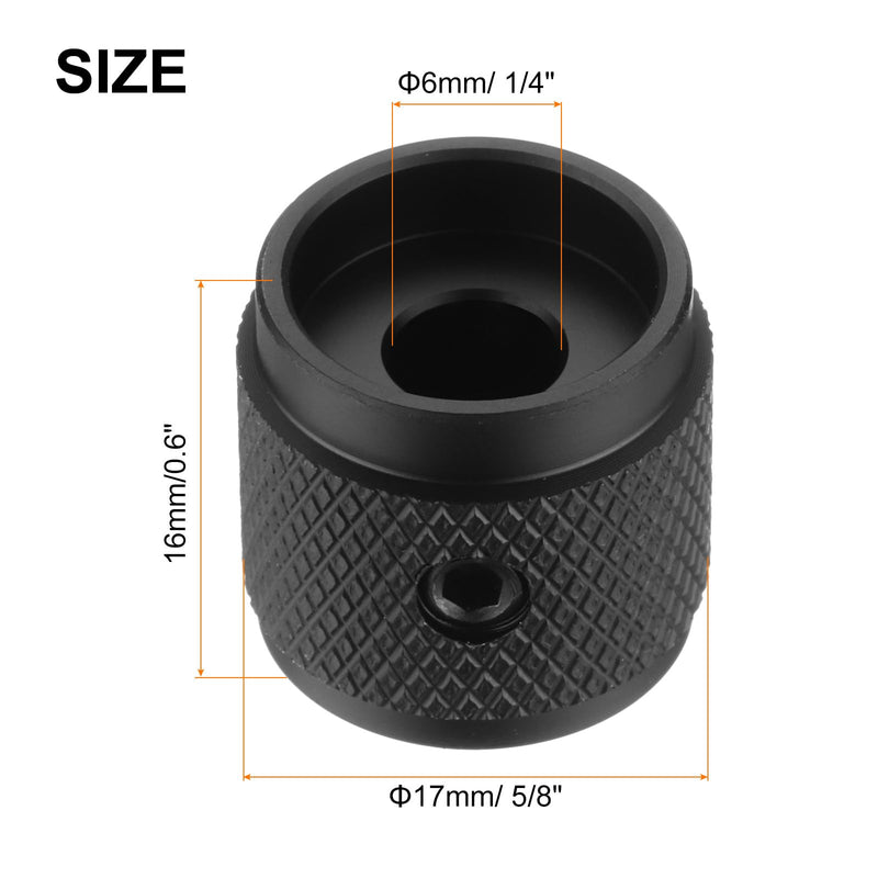MECCANIXITY 6PCS Guitar Knobs Metal, Volume Tone Control Dome Knobs 1/4" x 5/8" Potentiometer Knobs with Set Screw for Electric Guitar Bass, Black