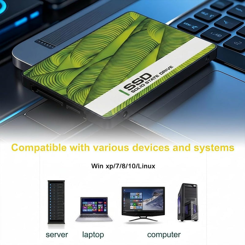 128GB SATA SSD 2.5 Inch Internal Solid State Drive, 550MB/s Read Speed, SATA III 6Gbps for Desktop Laptop NAS DIY External Drive（Green） Green