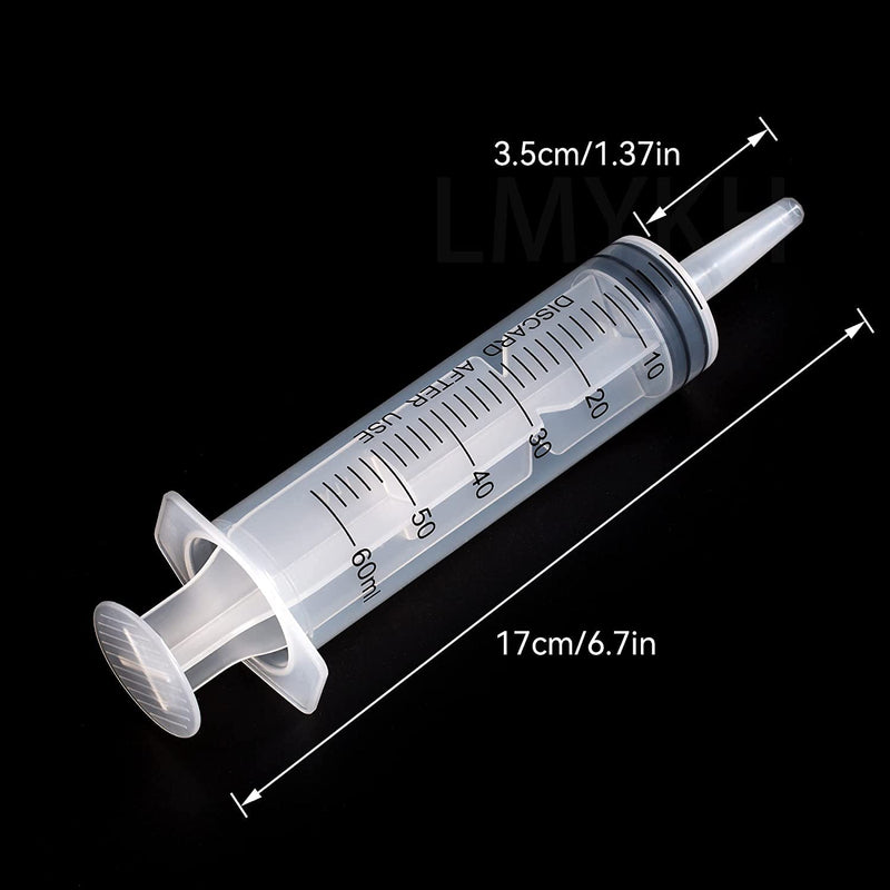 KOMUNJ Large Plastic Syringe with 1 Hose for Engine Oil Liquid Animal Feeding Experiments Industrial Use (60 ml) 60 ml