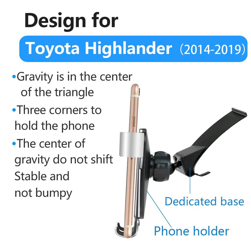 Car Phone Holder for Toyota Highlander 2014 2015 2016 2017 2018 2019 and Toyota Highlander Hybrid 2014-2019 Auto Accessories Best Cell Phones Mount Cellphone Mobile Cradle Charging GPS Stand for Toyota Highlander 2014-2019