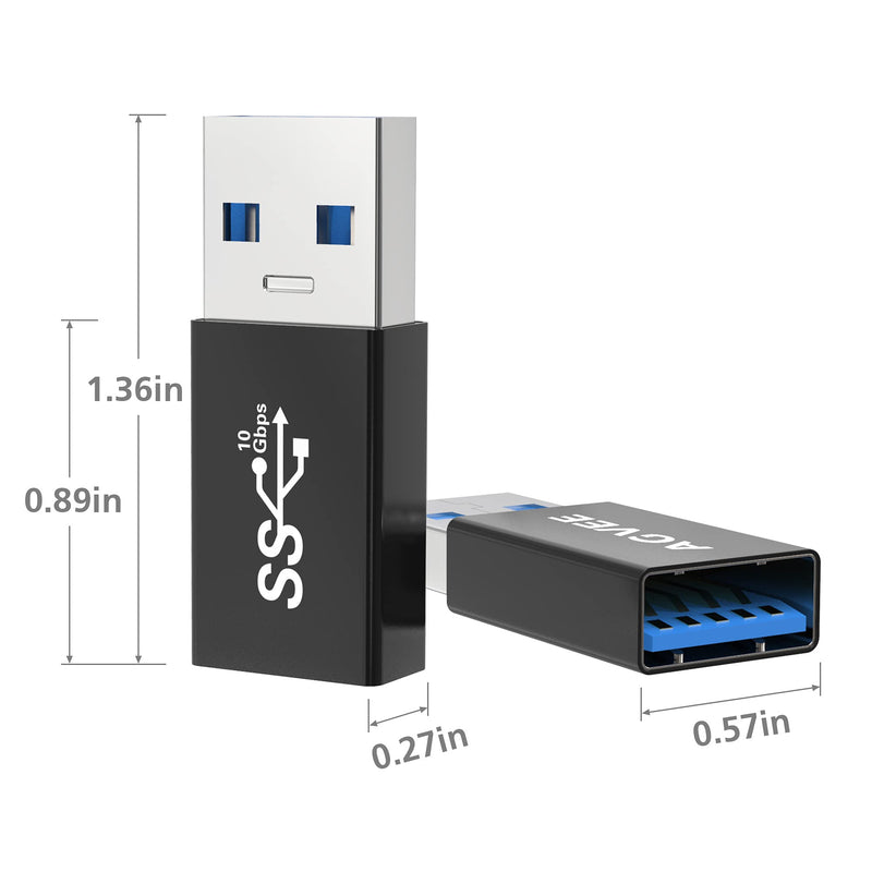 AGVEE [4 Pack] USB-A 3.0 Female to USB-A 3.0 Male Adapter, USB 3.0 Converter Coupler Extension Extender Connector, Black