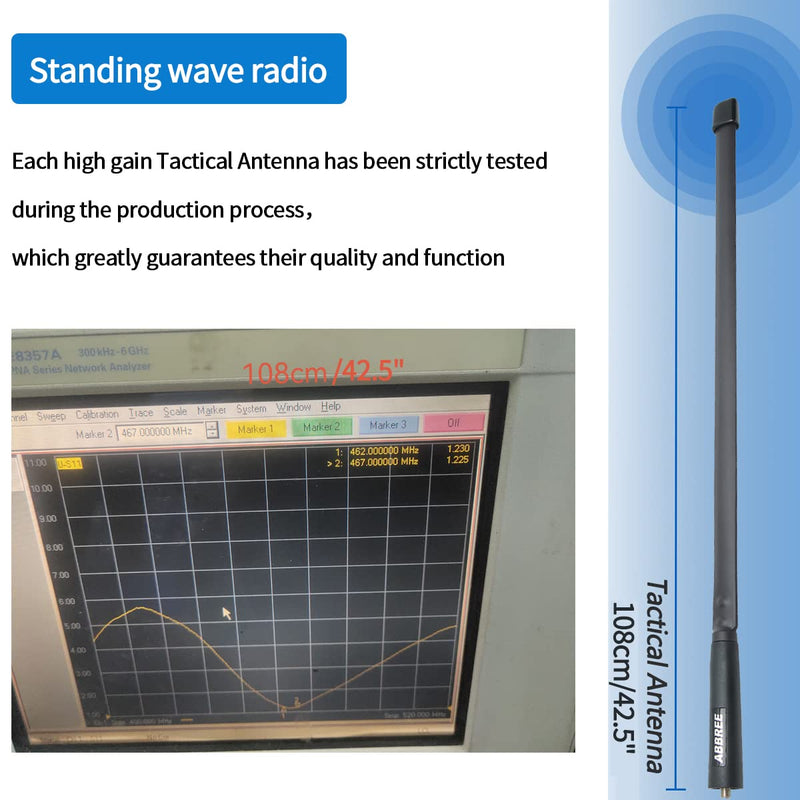 ABBREE GMRS Radio Antenna 42.5-inch SMA Female CS Tactical Antenna for Baofeng UV-5R AR-152 UV-82 BF-888S and GM-15 Pro GMRS GM-5RH TD-H3 Radio Antennas