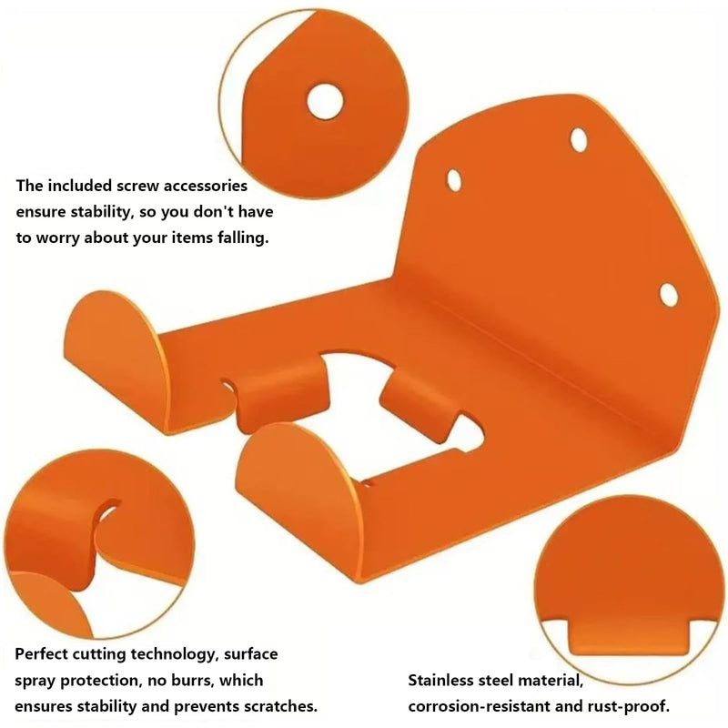 [AUSTRALIA] - Brush Cutter Holder, Wall Mount for Grass Trimmer, Garden Power Tool Hanger, with Matching Screws, for Garage Trimmer, Garden Tools - Orange 