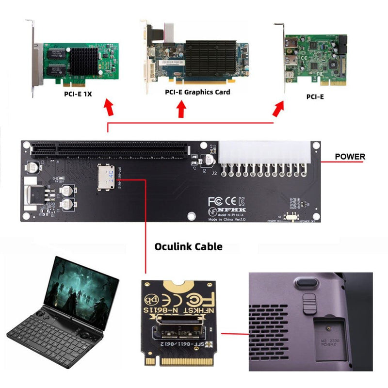 Chenyang Oculink SFF-8612 to PCI-E 3.0/4.0 M.2 M-Key to SFF-8611 Host Adapter for eGPU/GPD Win Max2 External Graphics Card & SSD for GPD WIN Max2