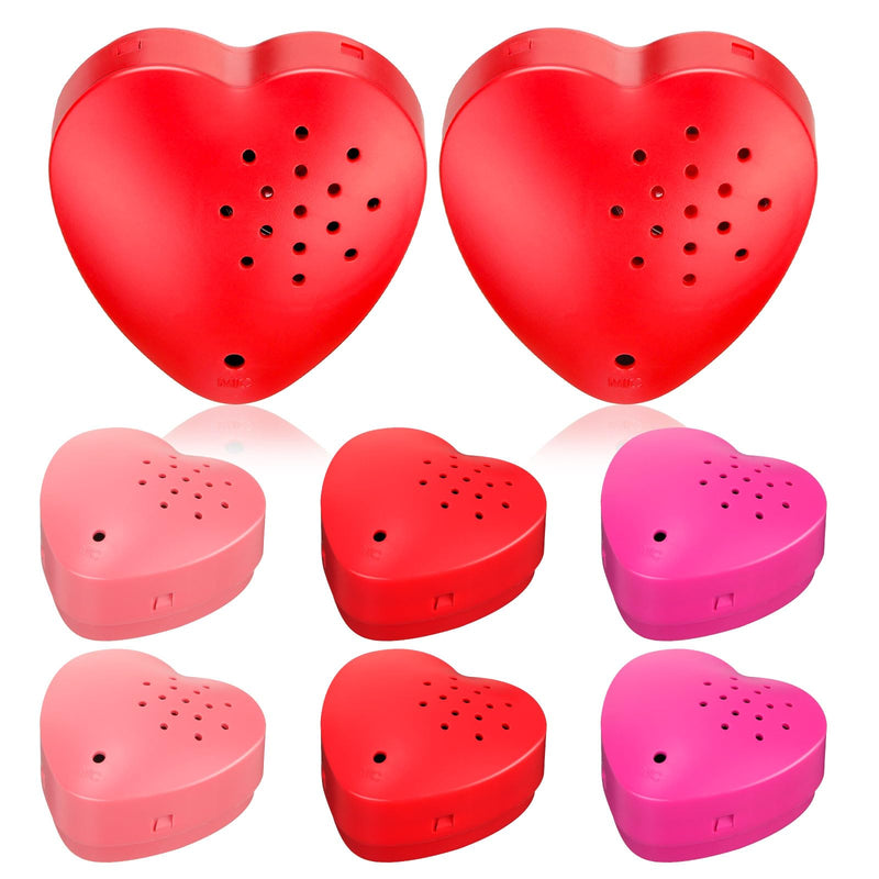 Copkim 6 Pcs 20 Seconds Valentine's Voice Recorder for Stuffed Animal Heart Shape Sound Recorder Push Button Recordable Device Sound Module for Gift Recording Voice Message(Red, Rose Red, Pink) Red, Rose Red, Pink