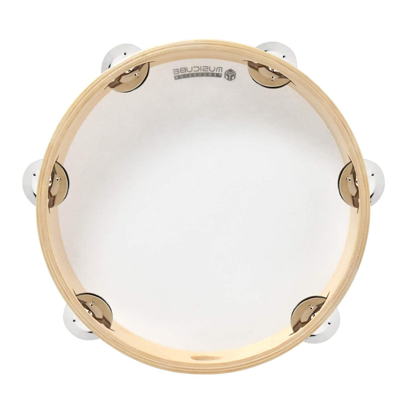[AUSTRALIA] - MUSICUBE 10-Inch Headed Tambourine for Adults Kids Single Row Wooden Headed Tambourine with Stainless Iron Jingles Educational Hand-Held Percussion Instrument Toys for Home School Party Supplies 10"tambourines 