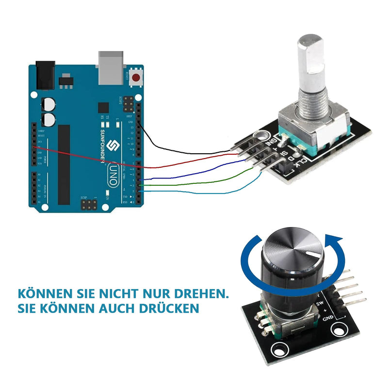 KY-040 Rotary Encoder, Rotary Encoder, with Push Button, Rotary Encoder Module, 360 Degree Encoder, Rotary Encoder, Code Switch, Digital Potentiometer (8) 8