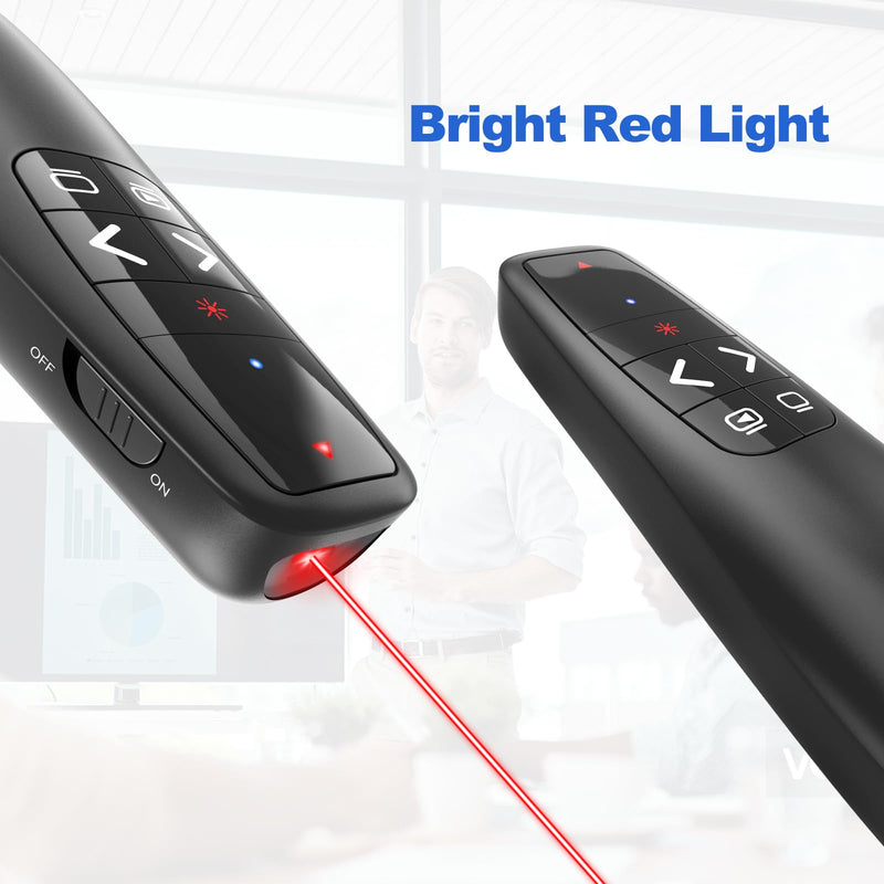 Wireless Presentation Clicker PowerPoint Presenter Remote: Red Laser Pointer Computer Clickers, USB A Project Power Point PPT Clicker for Mac Laptop Office, Slideshow Google Slide Advancer