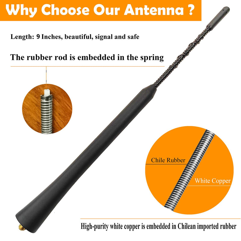 9 Inch Antenna for Jeep Liberty (2008-2010), Jeep Liberty Antenna, Flexible Rubber Antenna Replacement Mast for Jeep Liberty 2008 2009 2010