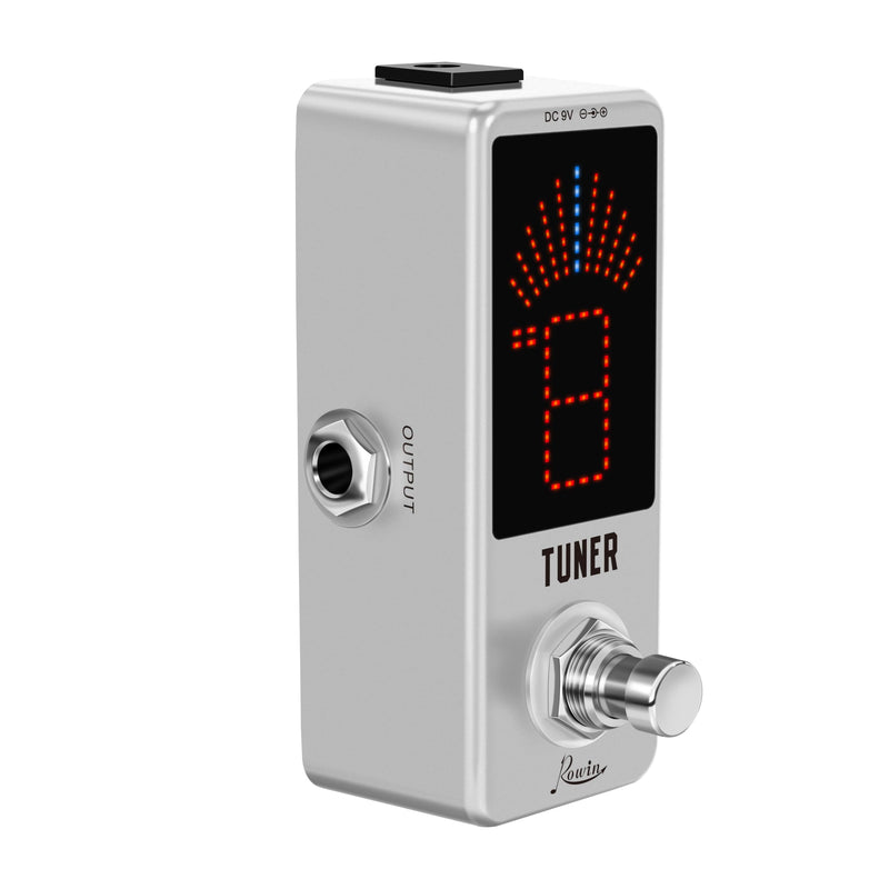 Rowin LT-910 Chromatic Tuner Pedal - Ultra-Precise Strobe Mode (±0.1% Accuracy), LED Display, True Bypass, Compact Metal Design (DC 9V Powered, Adapter not Included)