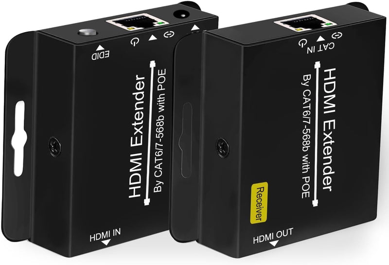 [AUSTRALIA] - 200ft HDMI Extender Over CAT6 CAT7 RJ45 Ethernet to HDMI Converter LAN Extension POC Support 1080P 3D EDID Copy Deep Color Compatible with PC PS4 Roku Unilateral Power Supply White 