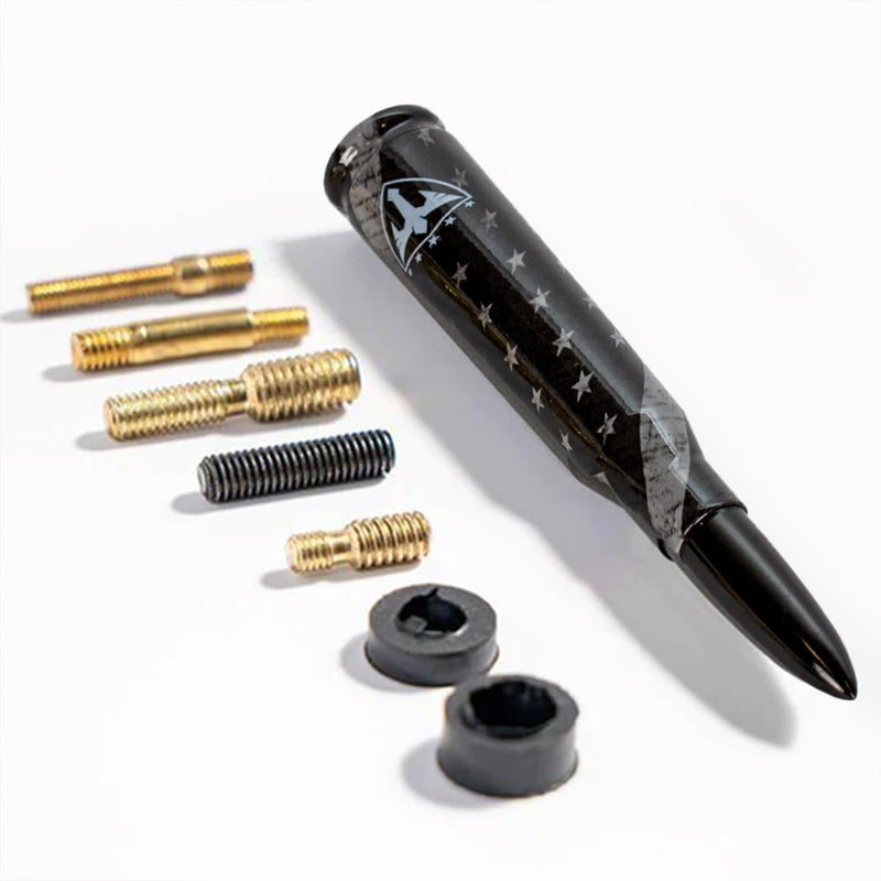 Alpha Defense Round Style Antenna 50 Cal Round Shaped Aluminum Rust Resistant 5.5" Jeep Wrangler + Most Trucks Radio Antenna + Face Shield Alpha Defense Set of 2 (Blackout Digi Camo) Blackout Digi Camo
