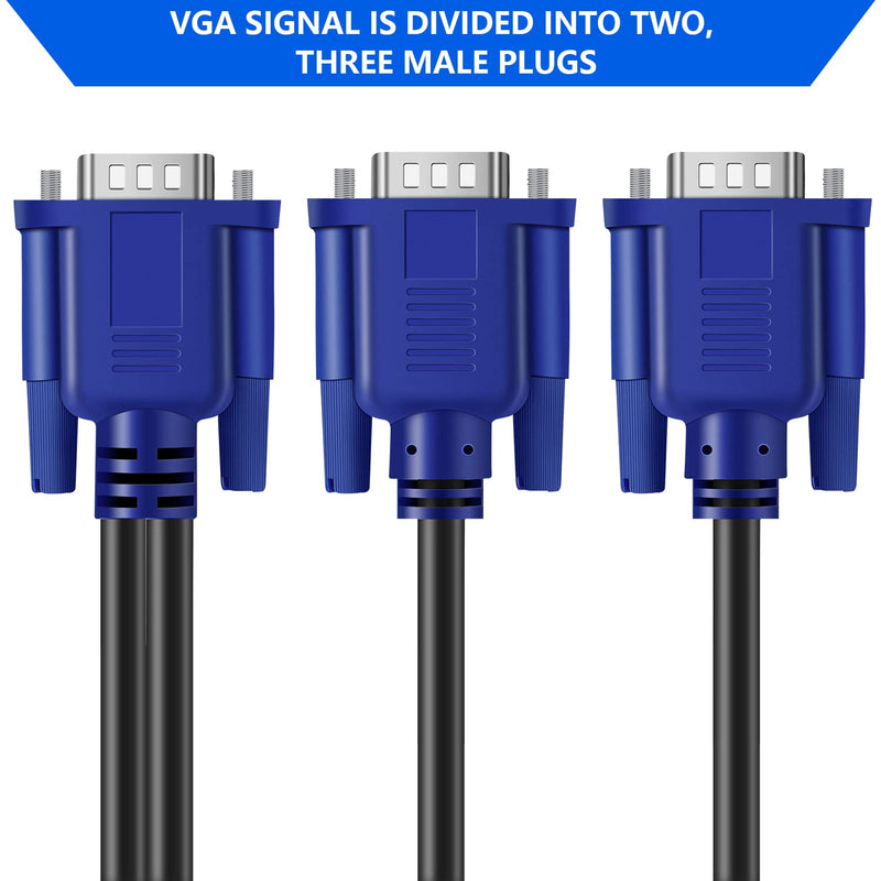 [AUSTRALIA] - PASOW VGA Splitter Cable Dual Monitor Y Adapter Video Cord 1 Male to 2 Male Screen Duplication Support 1080P Full HD for projectors, HDTVs, Monitors (6ft) 6ft 