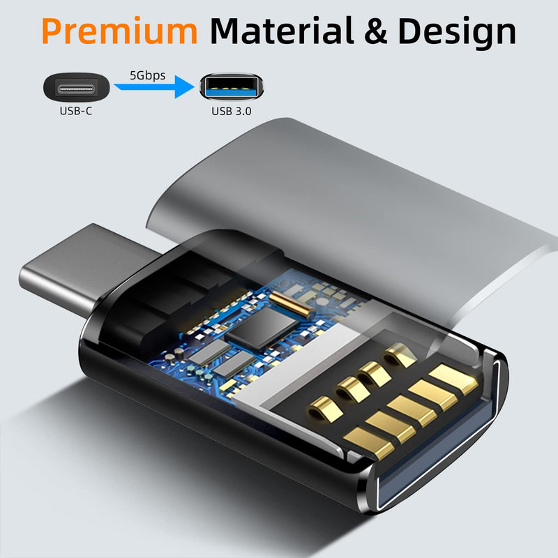 Temdan USB to USB C Adapter 4 Pack,【2*Type C Female to A Male Charger Converter】&【2*USB C Male to USB Female】 for Apple Watch Ultra 8 9,iPhone 15 Pro Max 14 13 12,AirPods,OTG Adapt USB to USB C-Black Black