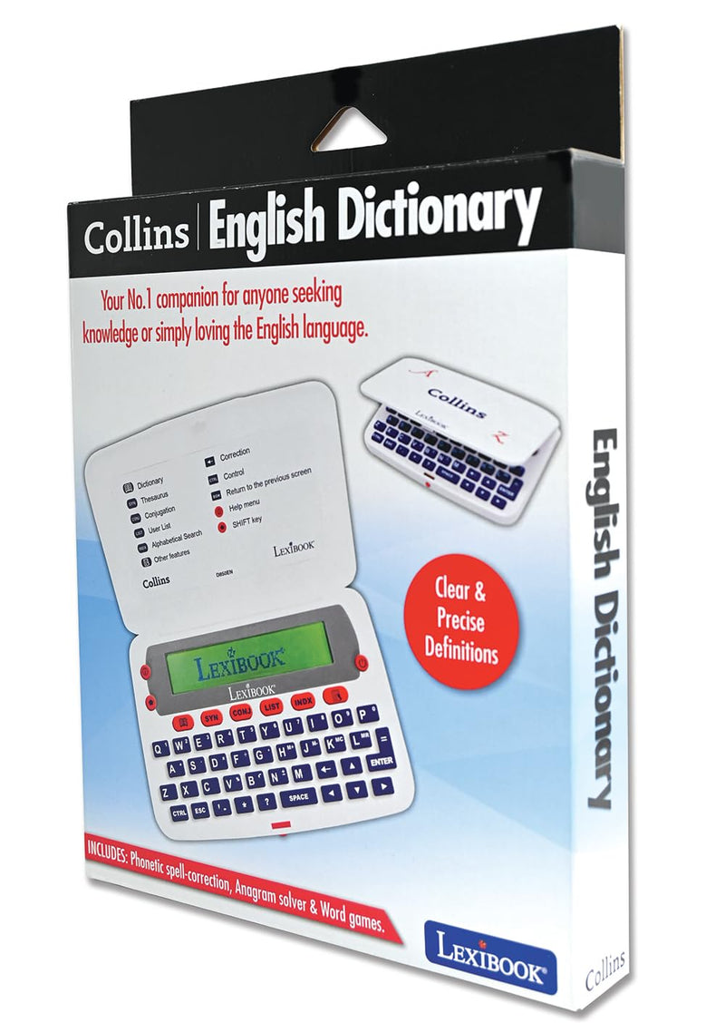 [AUSTRALIA] - LEXiBOOK - The Collins English Dictionary, 13th Edition - Electronic Dictionary, Definitions, Thesaurus, Conjugation, Phonetic Spellchecker, Crossword Solver, with Battery, Blue/White, D850EN 