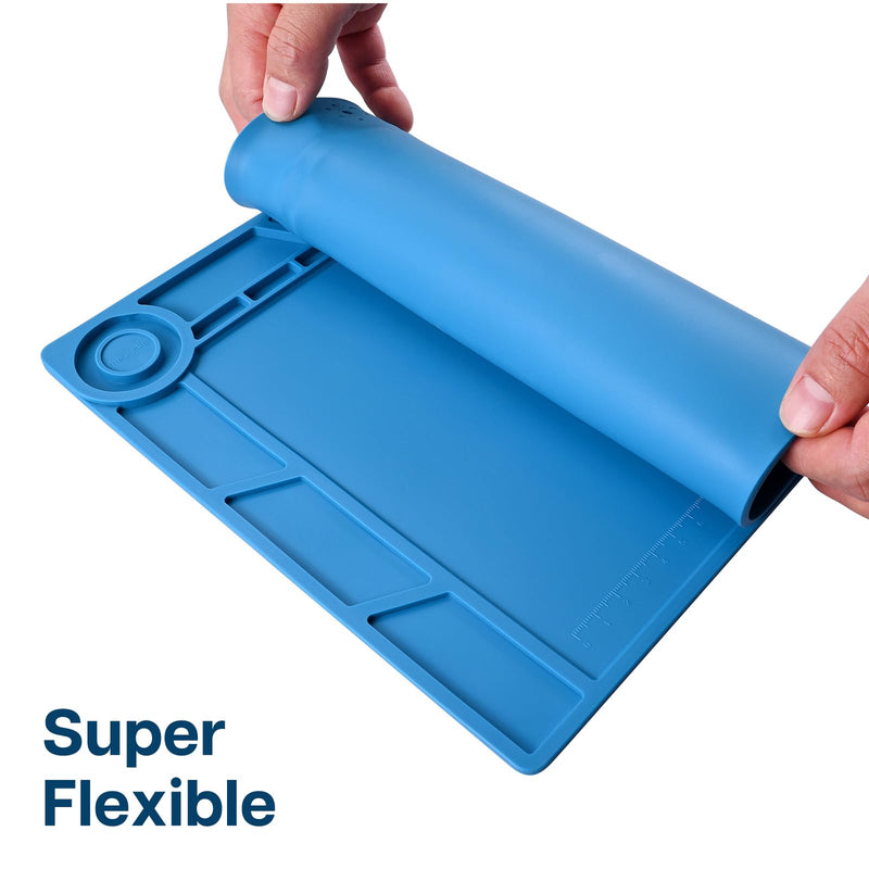 MMOBIEL Silicone Repair and Soldering Mat - 35 x 25 cm - Silicone Mat Heat Resistant up to 500°C - Workbench Mat for Soldering, Mobile Phone, Computer and Electronic Repairs - Silicone Soldering Mat - 35x25cm (14x10 Inch) - Magnetic