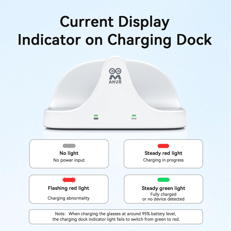 AMVR Magnetic 2-in-1 Charging Dock Compatible with Ray Ban Meta Wayfarer/Skyler/Headliner Smart Glasses Case Accessories, Charger with LED Indicator(Not Compatible with Oakley,Blayzer and Display)