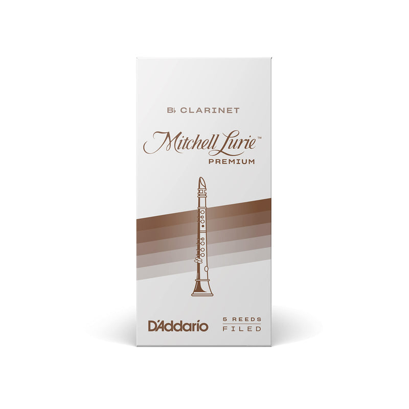 D'Addario Woodwinds Mitchell Lurie Premium Bb Clarinet Reeds - Filed, Featuring Thinner Tip, Thicker Spine - Strength 3.0, 5-Pack